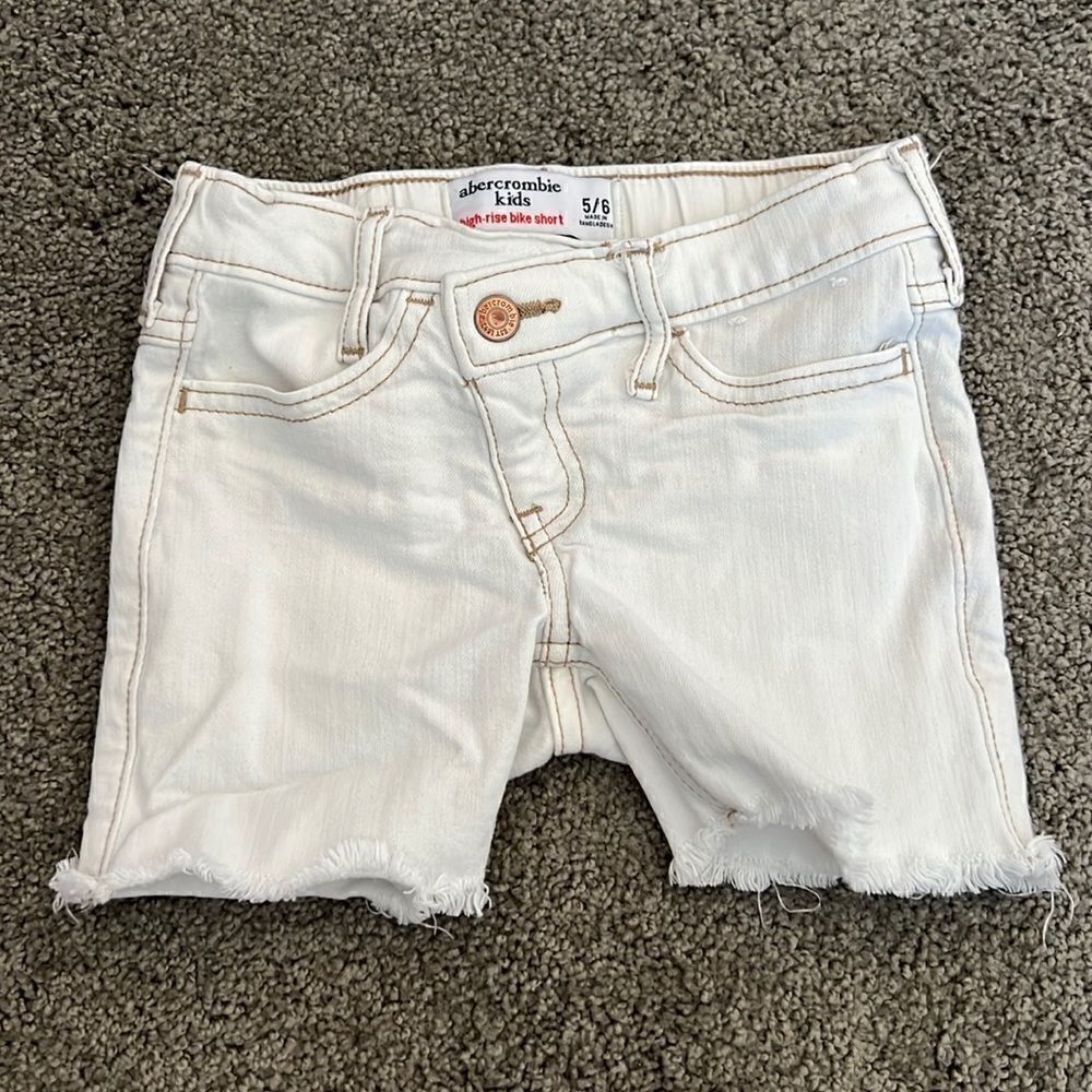 Girls Abercrombie & Fitch Biker High Rise Denim Cut Off Shorts